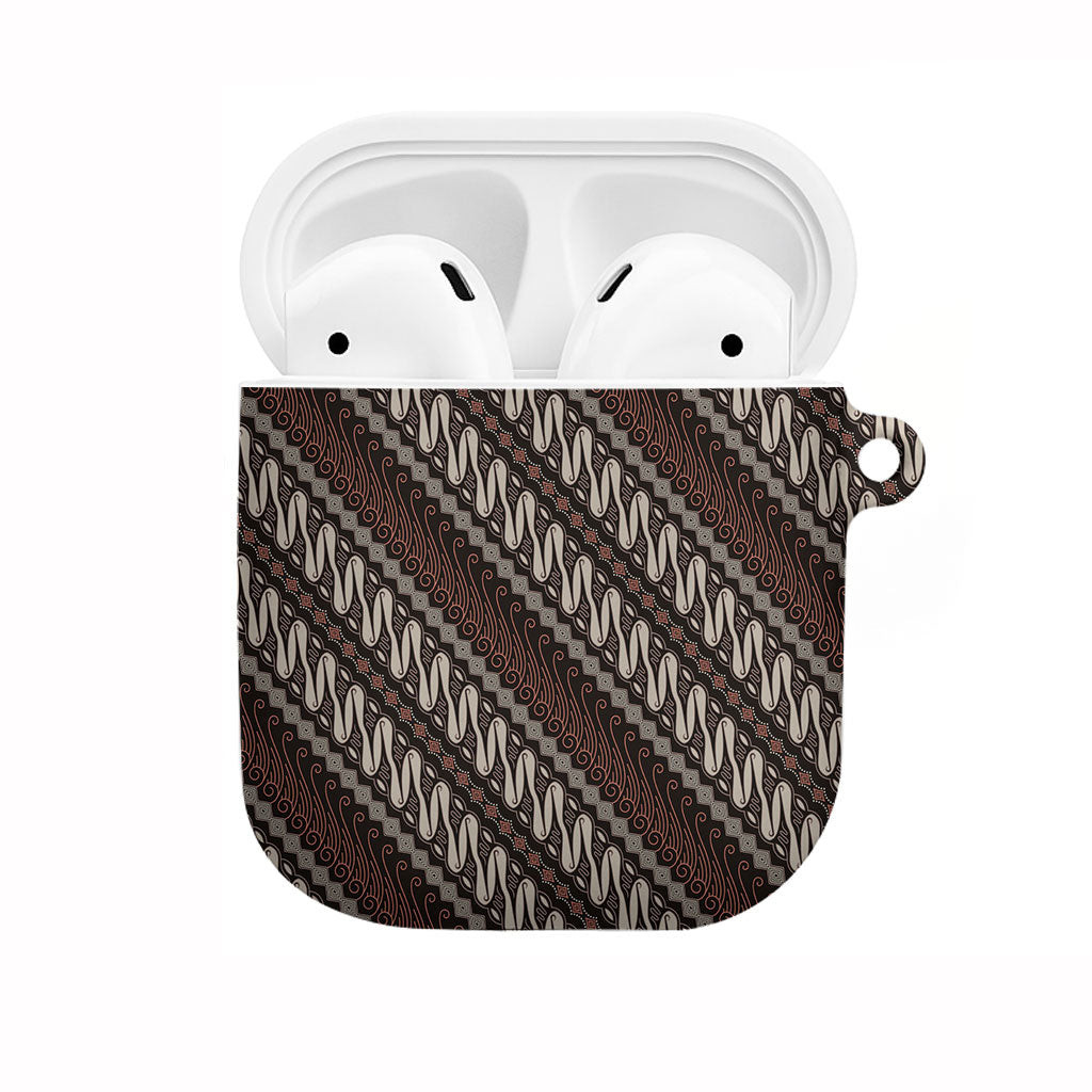 Yogyakarta Parang Batik Motifs AirPods Case Indonesian Traditional Pattern LT01 Brown - Polynesian Pride