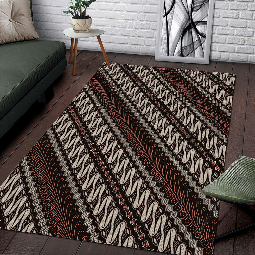Yogyakarta Parang Batik Motifs Area Rug Indonesian Traditional Pattern LT01 Brown - Polynesian Pride