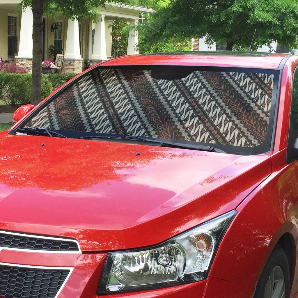 Yogyakarta Parang Batik Motifs Auto Sun Shade Indonesian Traditional Pattern