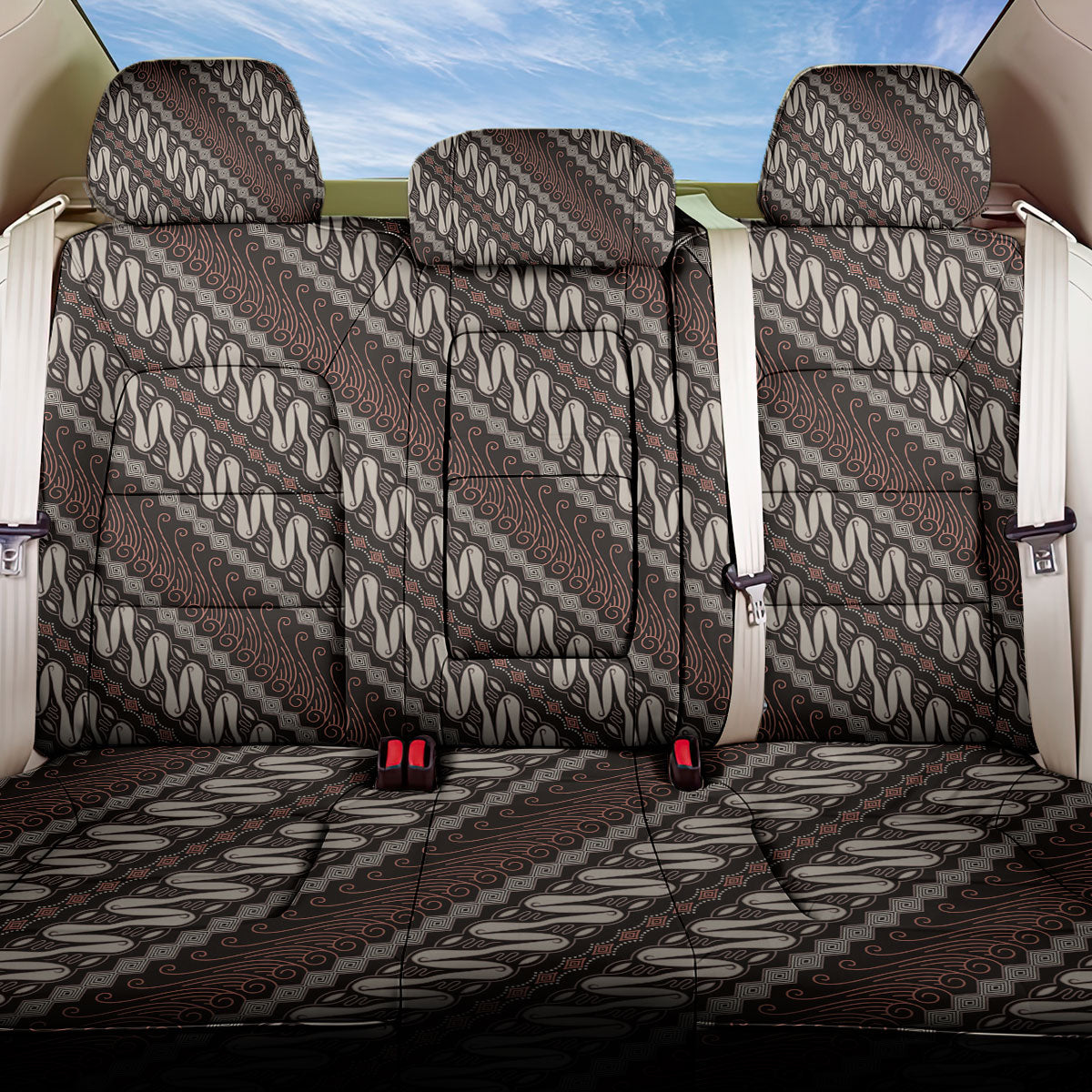Yogyakarta Parang Batik Motifs Back Car Seat Cover Indonesian Traditional Pattern LT01 One Size Brown - Polynesian Pride