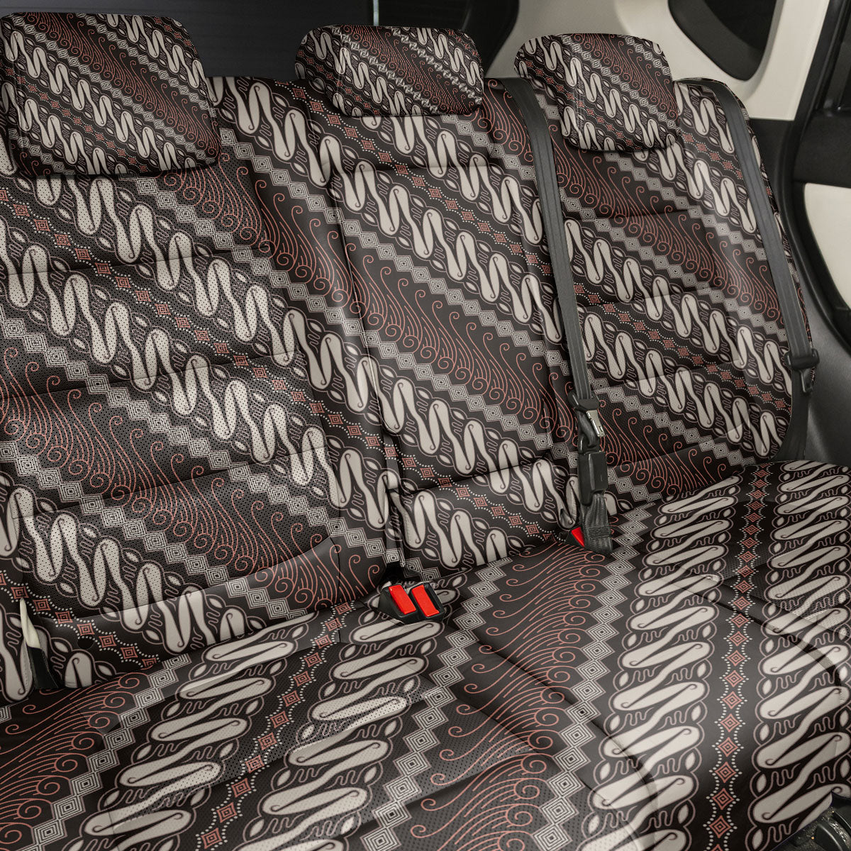 Yogyakarta Parang Batik Motifs Back Car Seat Cover Indonesian Traditional Pattern