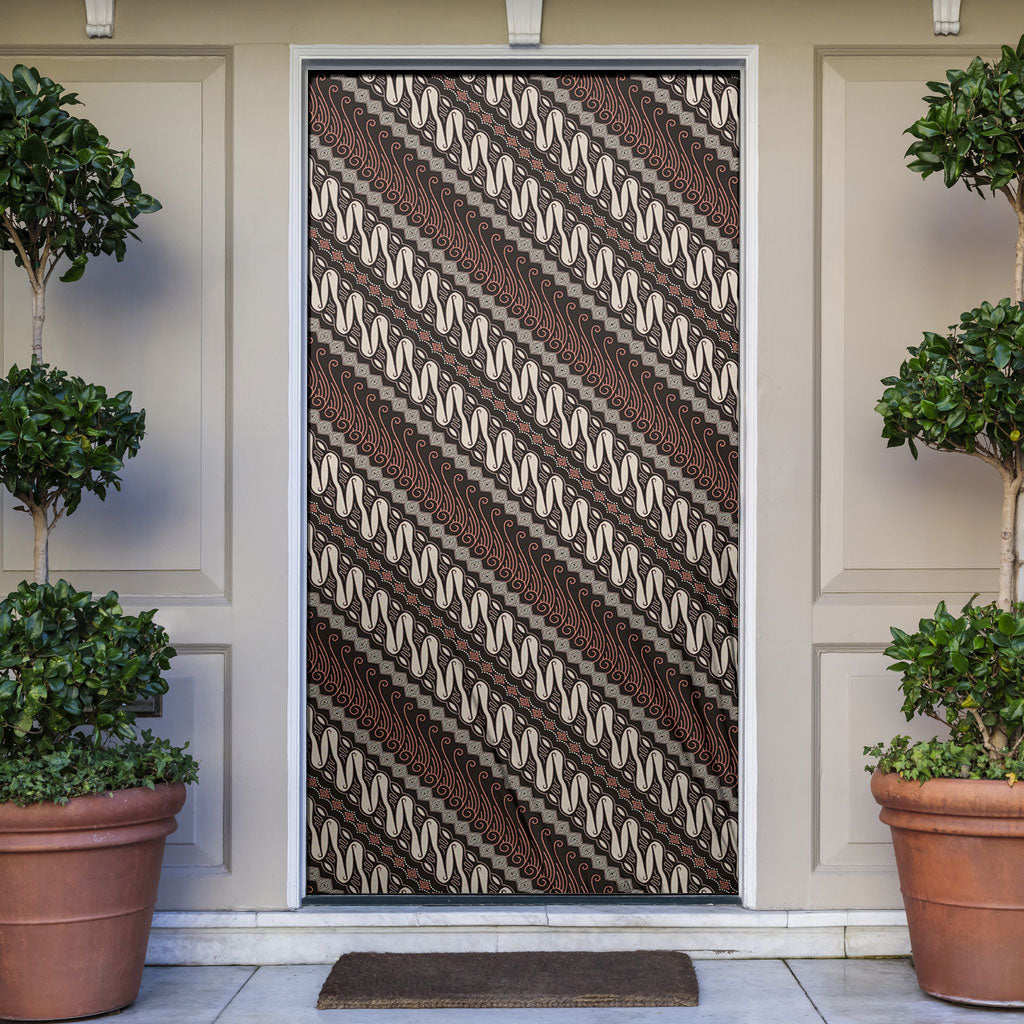 Yogyakarta Parang Batik Motifs Door Cover Indonesian Traditional Pattern LT01 Brown - Polynesian Pride