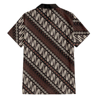 Yogyakarta Parang Batik Motifs Family Matching Off Shoulder Short Dress and Hawaiian Shirt Indonesian Traditional Pattern