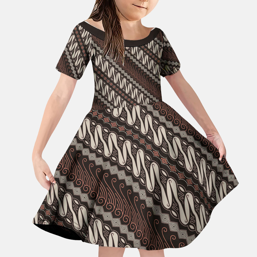 Yogyakarta Parang Batik Motifs Family Matching Puletasi and Hawaiian Shirt Indonesian Traditional Pattern