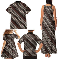 Yogyakarta Parang Batik Motifs Family Matching Tank Maxi Dress and Hawaiian Shirt Indonesian Traditional Pattern