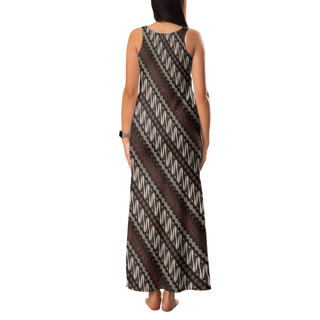 Yogyakarta Parang Batik Motifs Family Matching Tank Maxi Dress and Hawaiian Shirt Indonesian Traditional Pattern