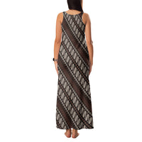 Yogyakarta Parang Batik Motifs Family Matching Tank Maxi Dress and Hawaiian Shirt Indonesian Traditional Pattern