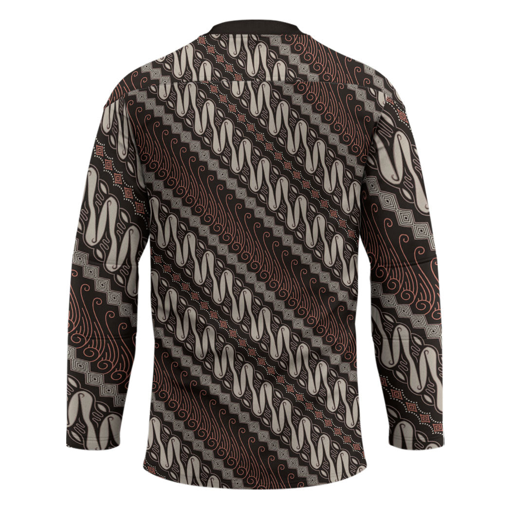 Yogyakarta Parang Batik Motifs Hockey Jersey Indonesian Traditional Pattern