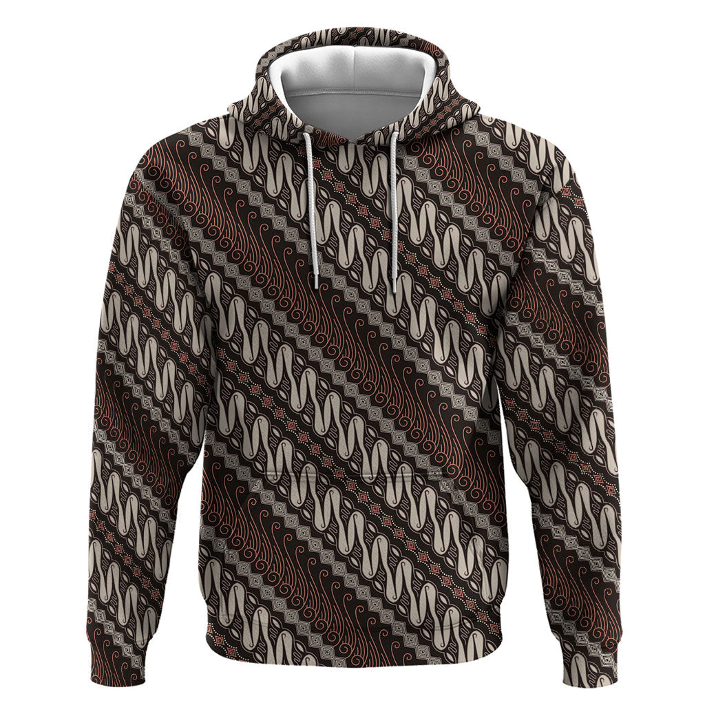 Yogyakarta Parang Batik Motifs Hoodie Indonesian Traditional Pattern LT01 Pullover Hoodie Brown - Polynesian Pride