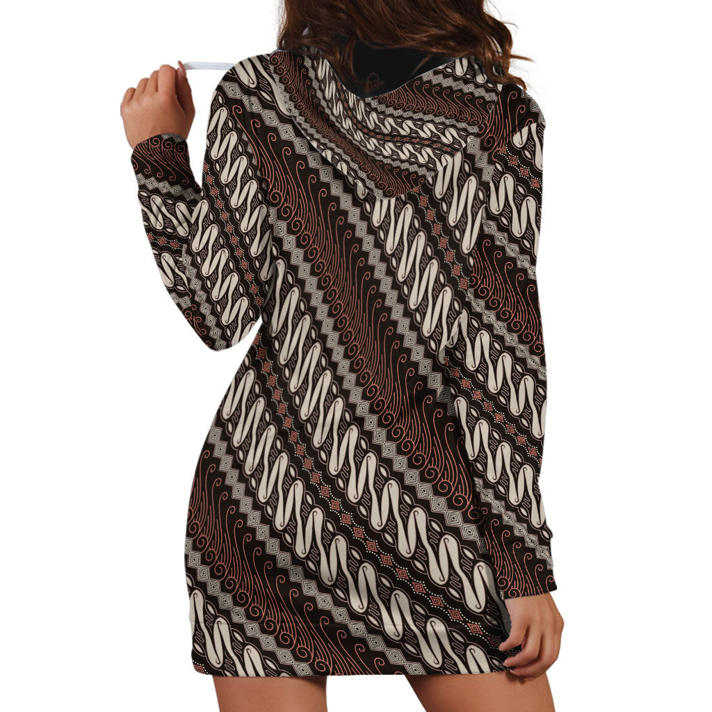 Yogyakarta Parang Batik Motifs Hoodie Dress Indonesian Traditional Pattern