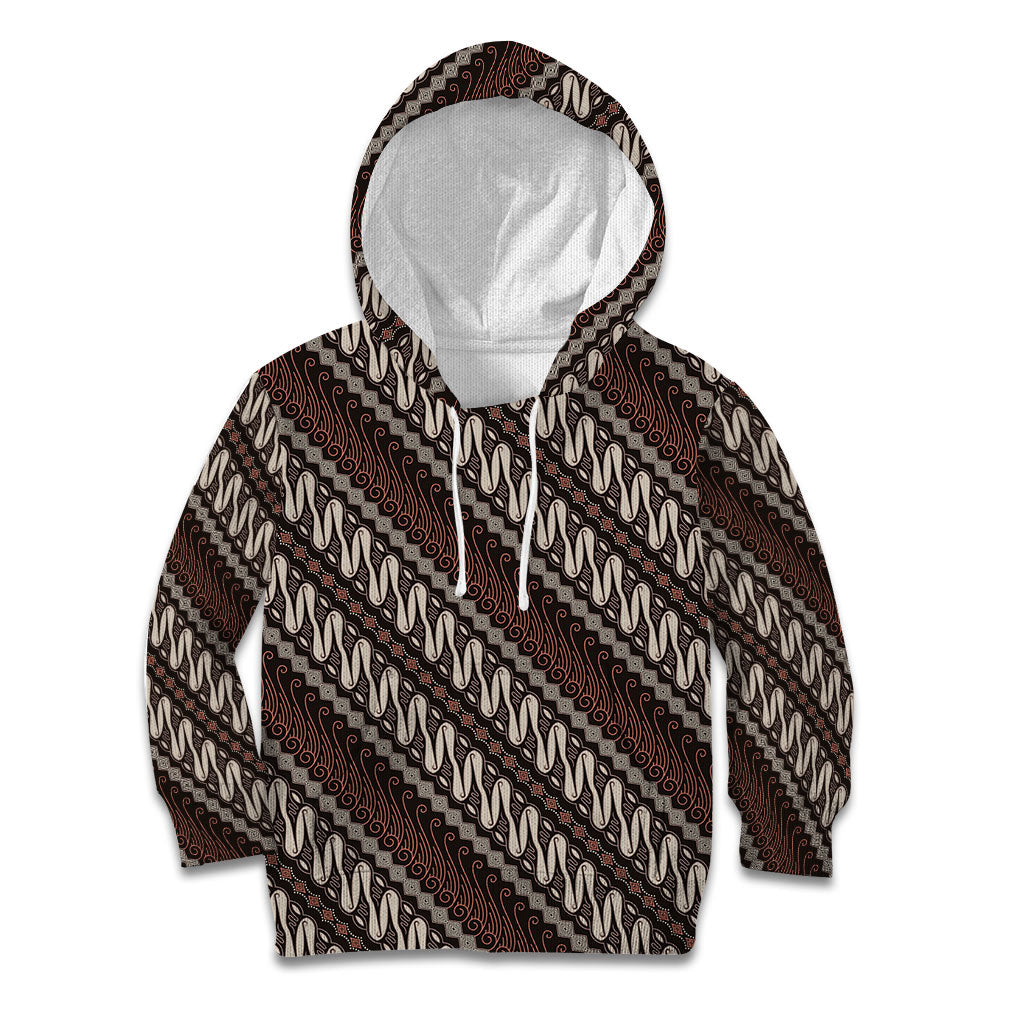 Yogyakarta Parang Batik Motifs Kid Hoodie Indonesian Traditional Pattern LT01 Hoodie Brown - Polynesian Pride