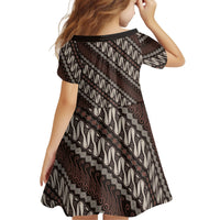Yogyakarta Parang Batik Motifs Kid Short Sleeve Dress Indonesian Traditional Pattern