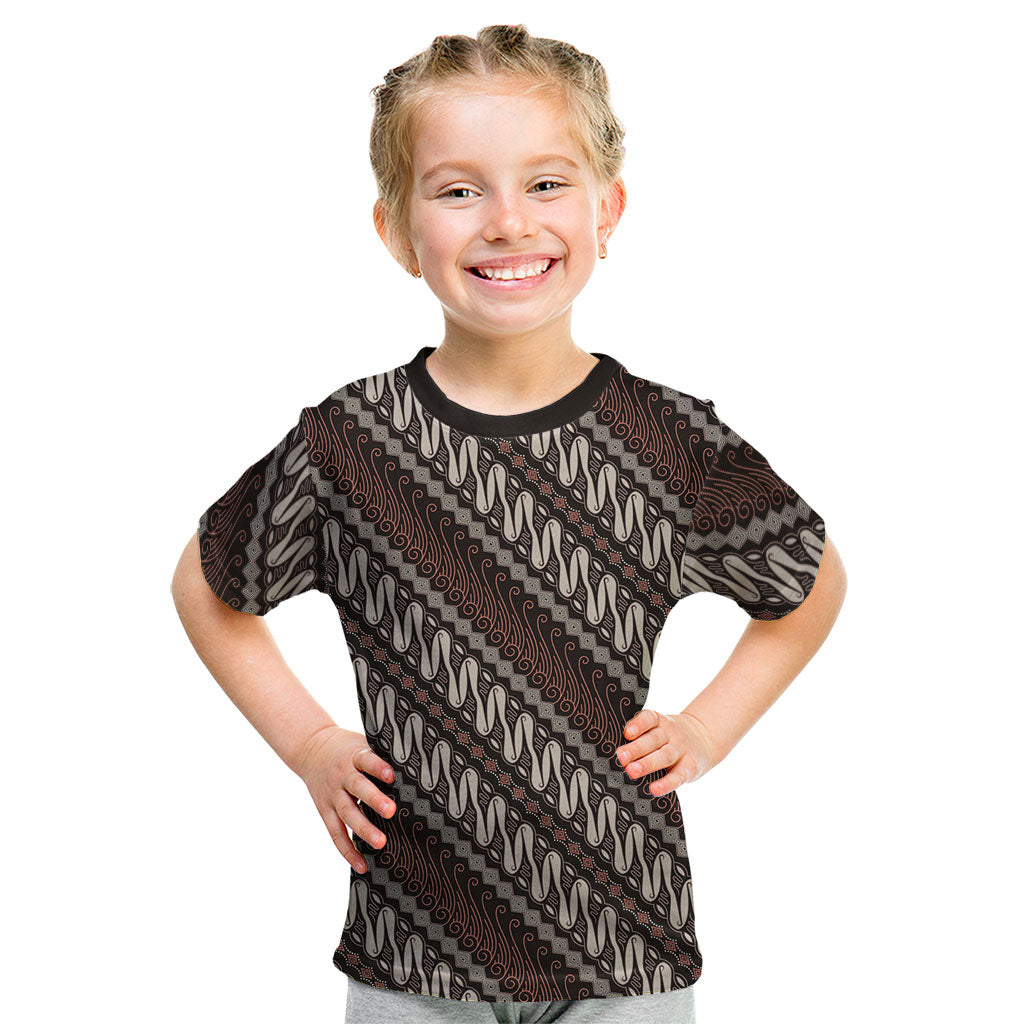 Yogyakarta Parang Batik Motifs Kid T Shirt Indonesian Traditional Pattern LT01 Brown - Polynesian Pride
