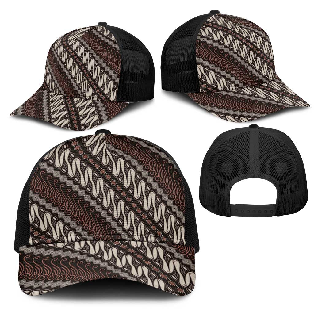 Yogyakarta Parang Batik Motifs Mesh Trucker Cap Indonesian Traditional Pattern LT01 - Polynesian Pride