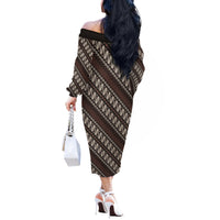Yogyakarta Parang Batik Motifs Off The Shoulder Long Sleeve Dress Indonesian Traditional Pattern