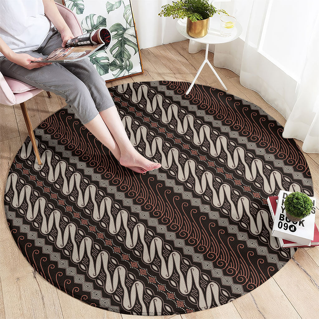 Yogyakarta Parang Batik Motifs Round Carpet Indonesian Traditional Pattern