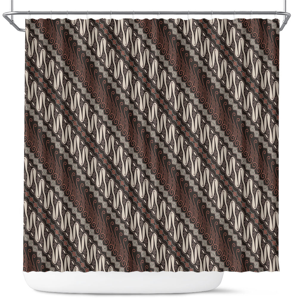 Yogyakarta Parang Batik Motifs Shower Curtain Indonesian Traditional Pattern