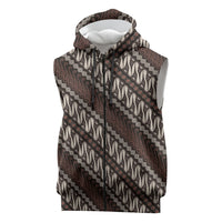 Yogyakarta Parang Batik Motifs Sleeveless Zip Hoodie Indonesian Traditional Pattern