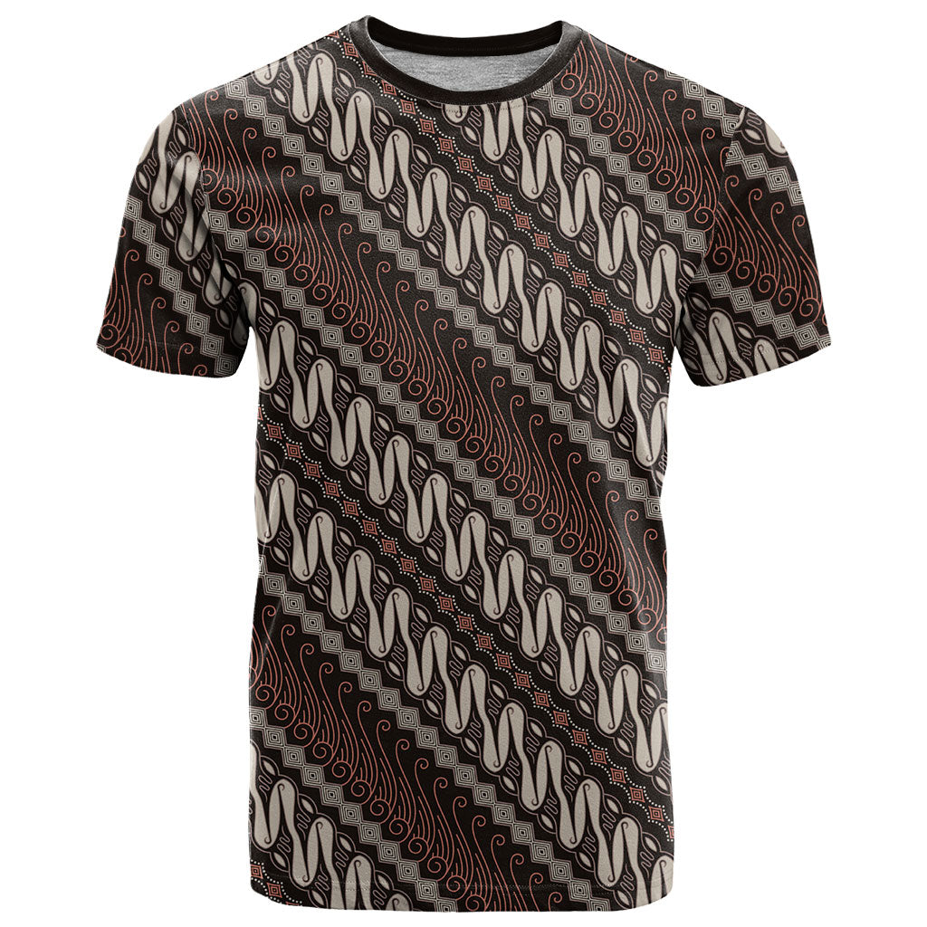 Yogyakarta Parang Batik Motifs T Shirt Indonesian Traditional Pattern LT01 Brown - Polynesian Pride