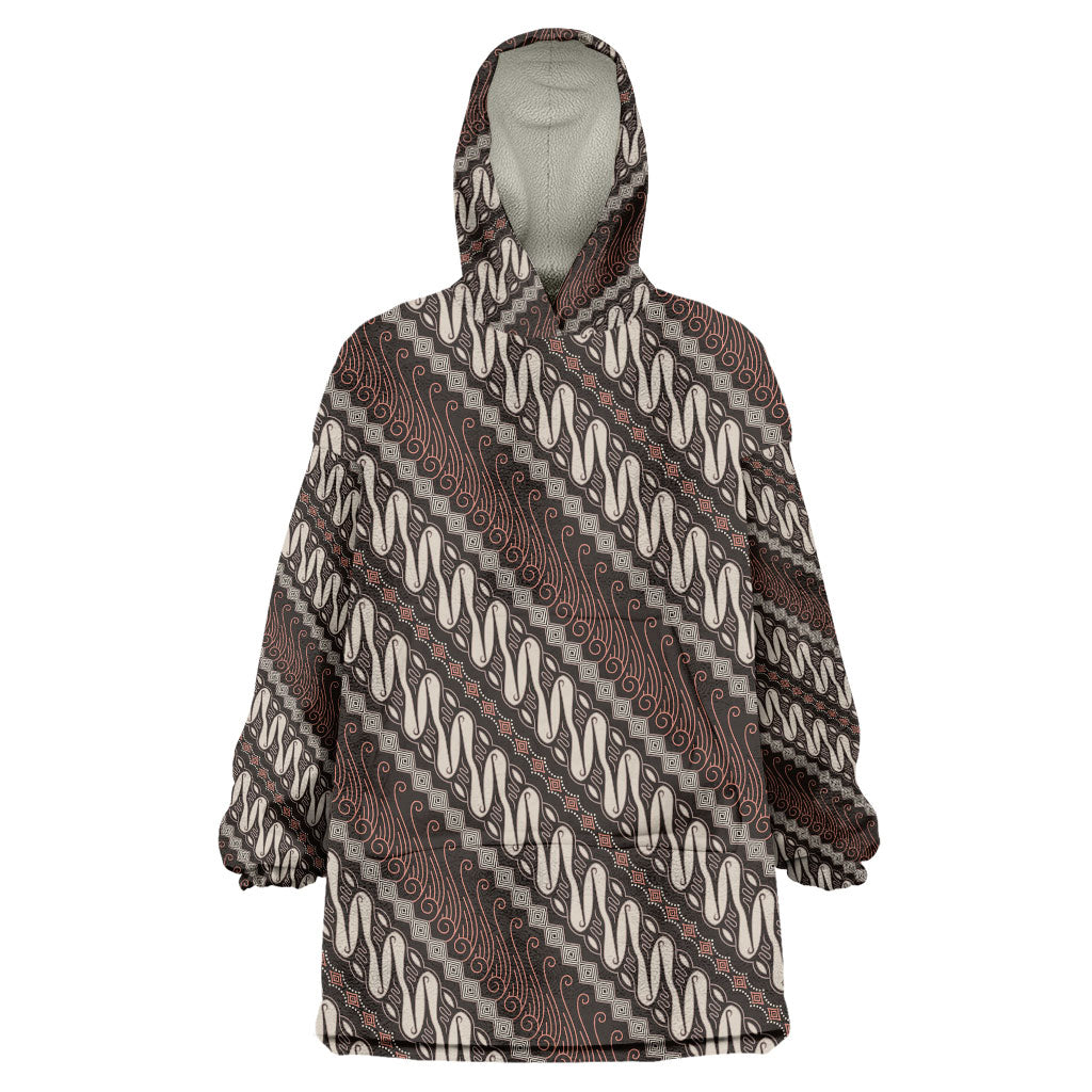 Yogyakarta Parang Batik Motifs Wearable Blanket Hoodie Indonesian Traditional Pattern LT01 One Size Brown - Polynesian Pride