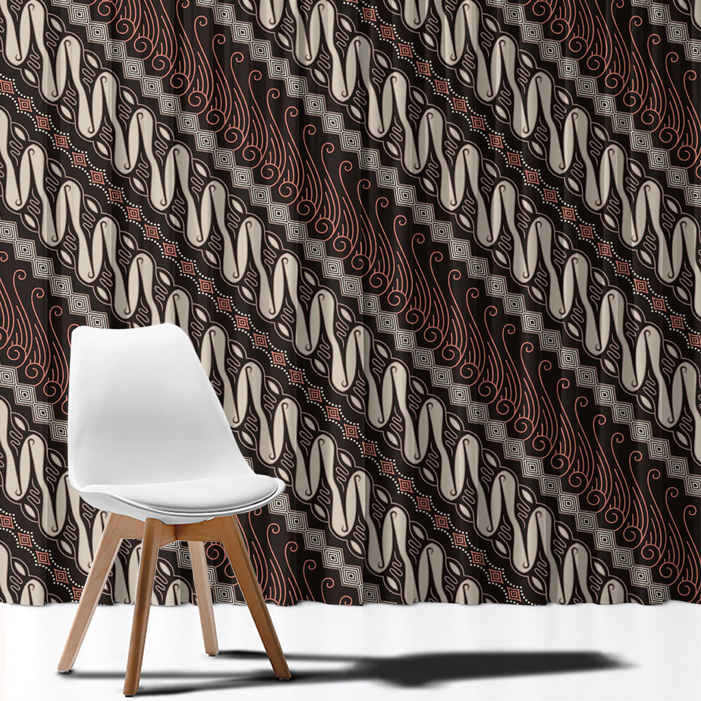 Yogyakarta Parang Batik Motifs Window Curtain Indonesian Traditional Pattern