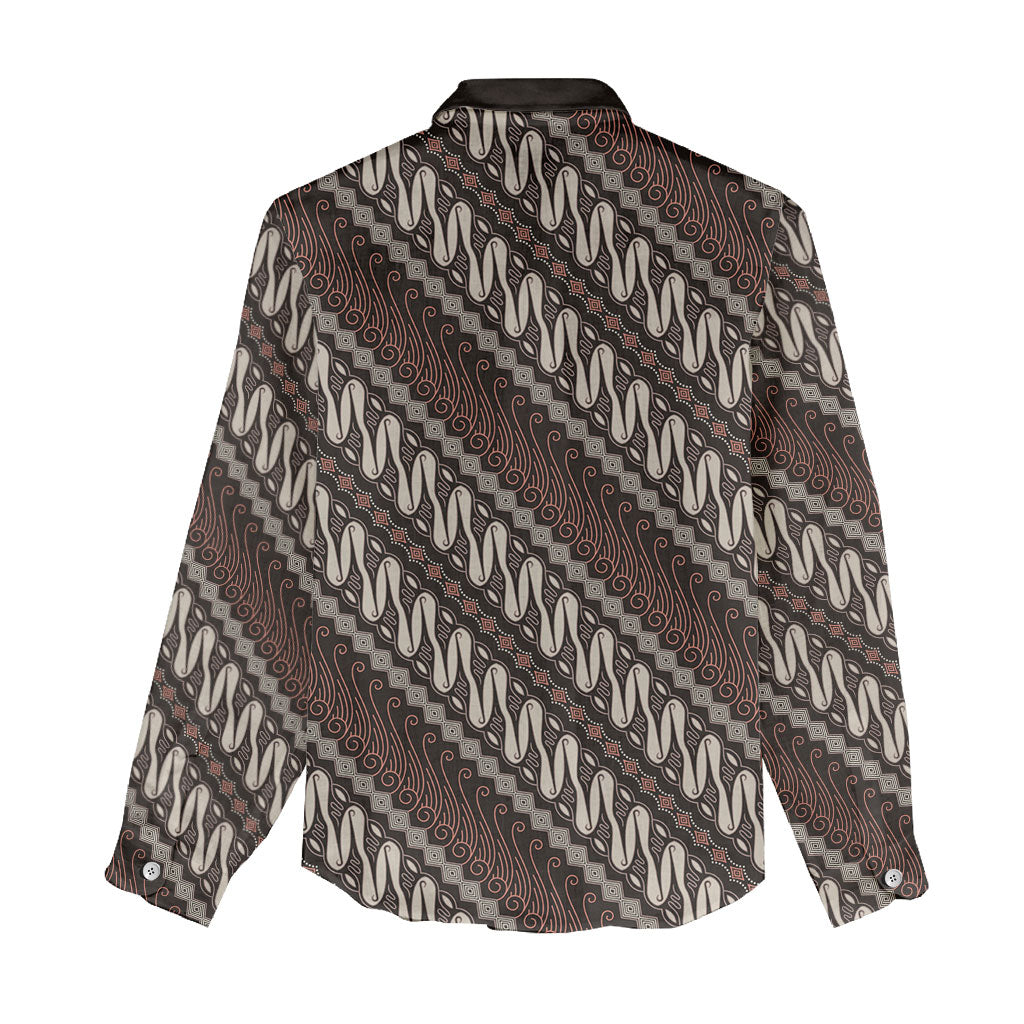 Yogyakarta Parang Batik Motifs Women Casual Shirt Indonesian Traditional Pattern
