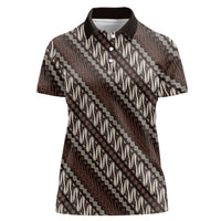 Yogyakarta Parang Batik Motifs Women Polo Shirt Indonesian Traditional Pattern