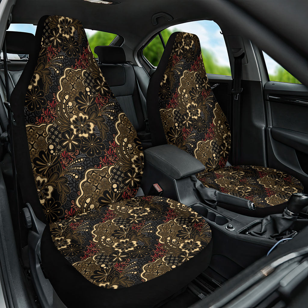 Batik Sekar Jagad Car Seat Cover Indonesian Traditional Pattern LT01 One Size Black - Polynesian Pride