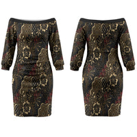 Batik Sekar Jagad Couples Matching Off The Shoulder Long Sleeve Dress and Hawaiian Shirt Indonesian Traditional Pattern LT01 - Polynesian Pride