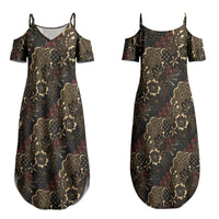 Batik Sekar Jagad Couples Matching Summer Maxi Dress and Long Sleeve Button Shirt Indonesian Traditional Pattern LT01 - Polynesian Pride