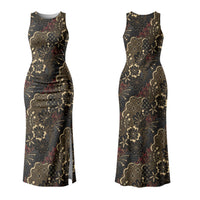 Batik Sekar Jagad Couples Matching Tank Maxi Dress and Long Sleeve Button Shirt Indonesian Traditional Pattern LT01 - Polynesian Pride