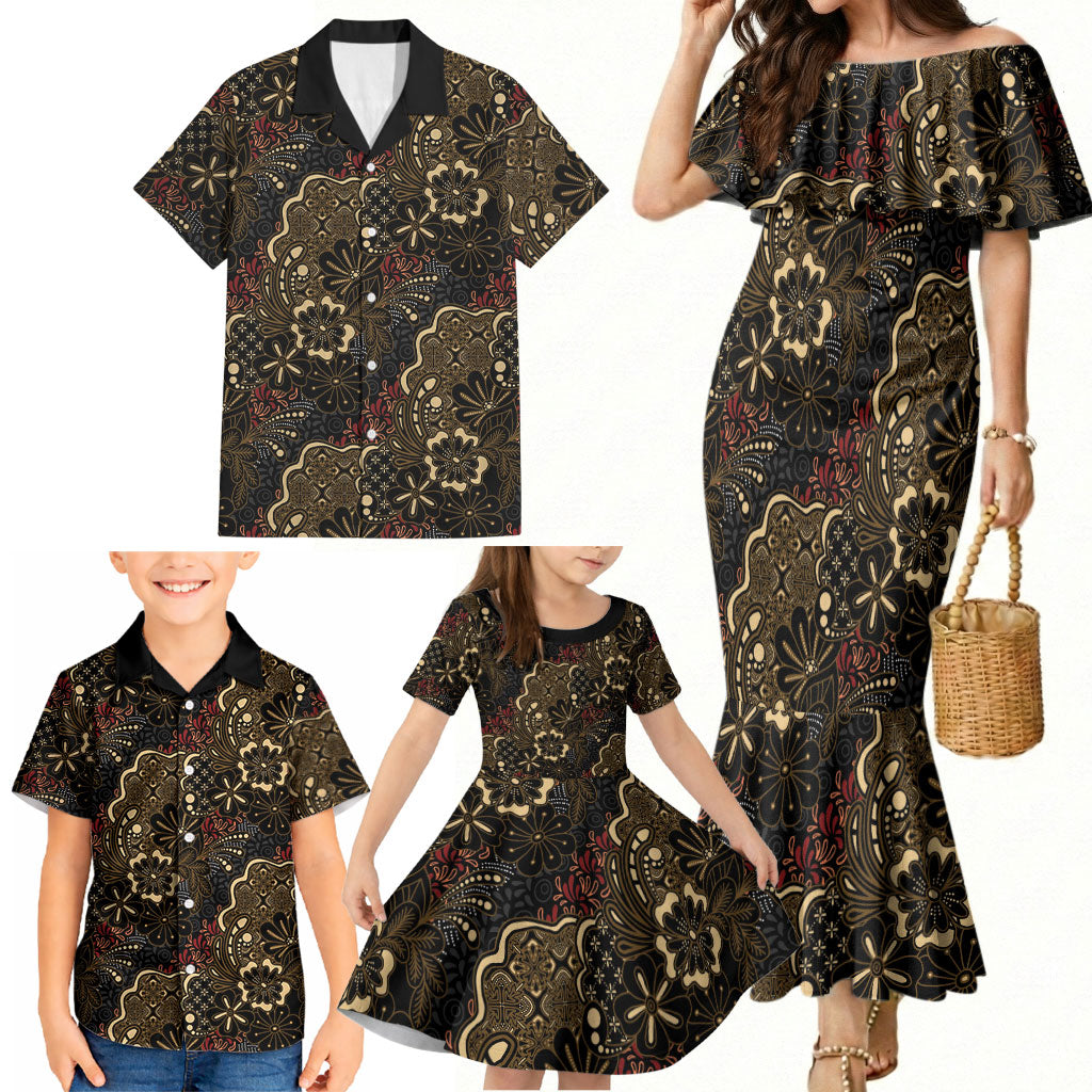 Batik Sekar Jagad Family Matching Mermaid Dress and Hawaiian Shirt Indonesian Traditional Pattern LT01 - Polynesian Pride