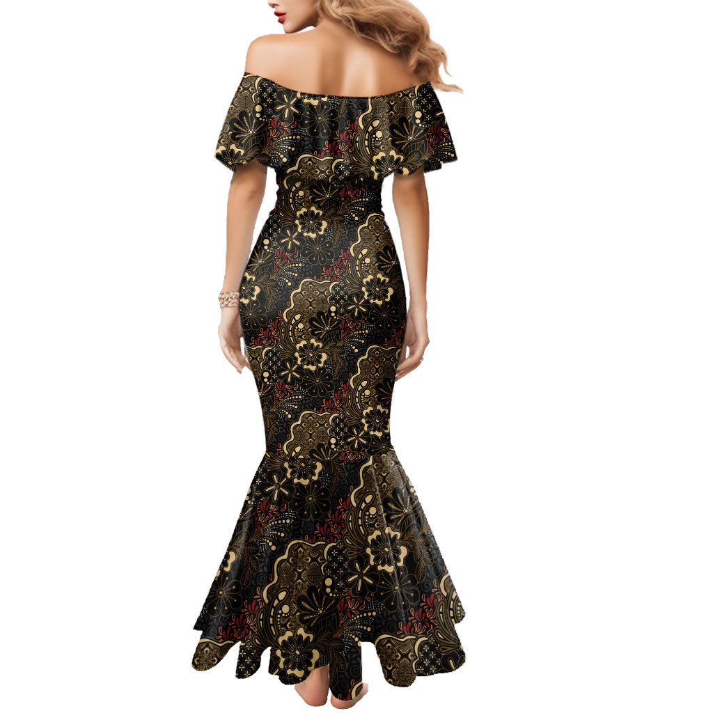 Batik Sekar Jagad Family Matching Mermaid Dress and Hawaiian Shirt Indonesian Traditional Pattern
