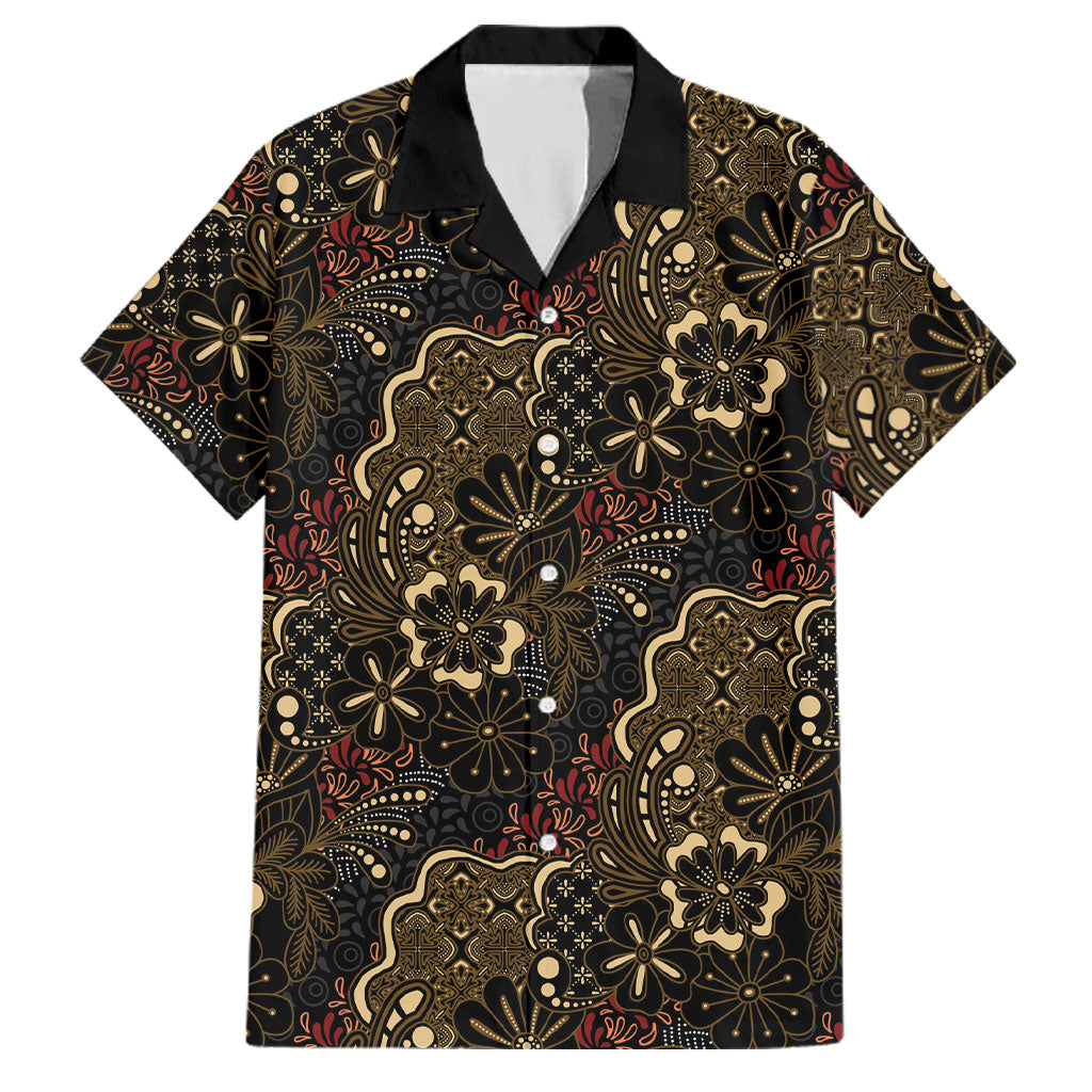 Batik Sekar Jagad Family Matching Off The Shoulder Long Sleeve Dress and Hawaiian Shirt Indonesian Traditional Pattern