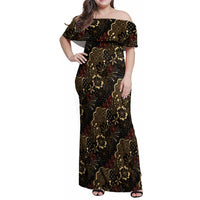 Batik Sekar Jagad Family Matching Off Shoulder Maxi Dress and Hawaiian Shirt Indonesian Traditional Pattern