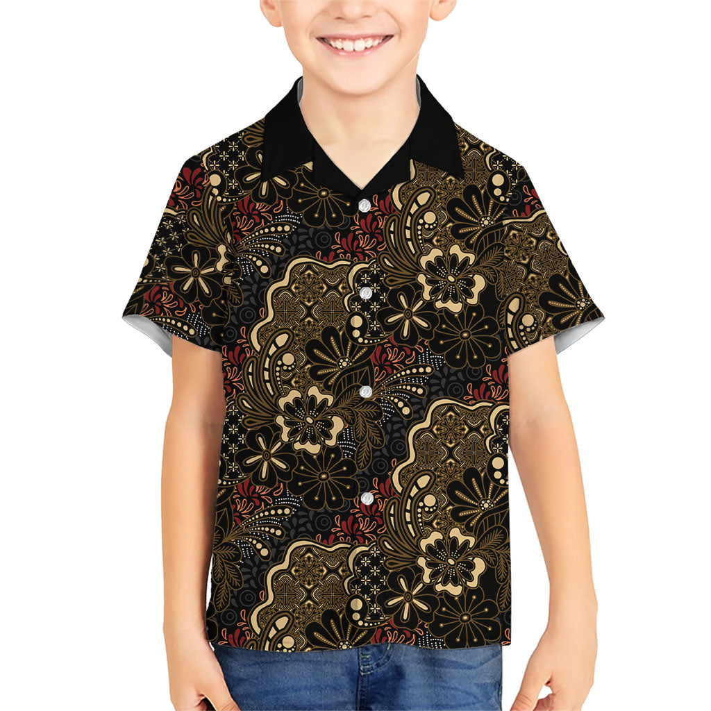 Batik Sekar Jagad Family Matching Off Shoulder Maxi Dress and Hawaiian Shirt Indonesian Traditional Pattern
