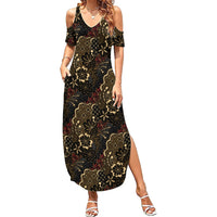 Batik Sekar Jagad Family Matching Summer Maxi Dress and Hawaiian Shirt Indonesian Traditional Pattern