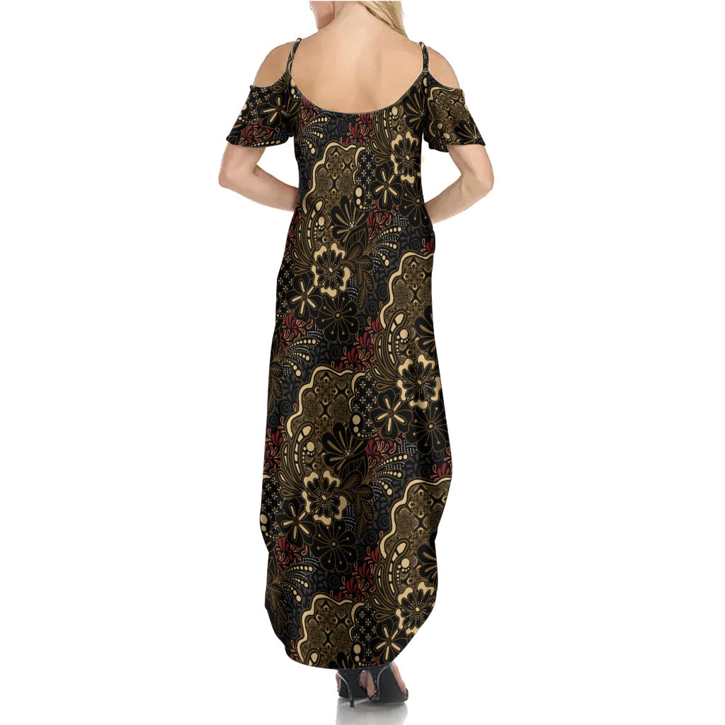 Batik Sekar Jagad Family Matching Summer Maxi Dress and Hawaiian Shirt Indonesian Traditional Pattern