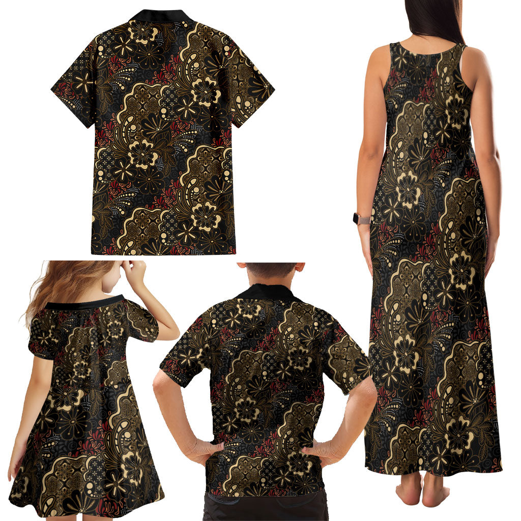 Batik Sekar Jagad Family Matching Tank Maxi Dress and Hawaiian Shirt Indonesian Traditional Pattern