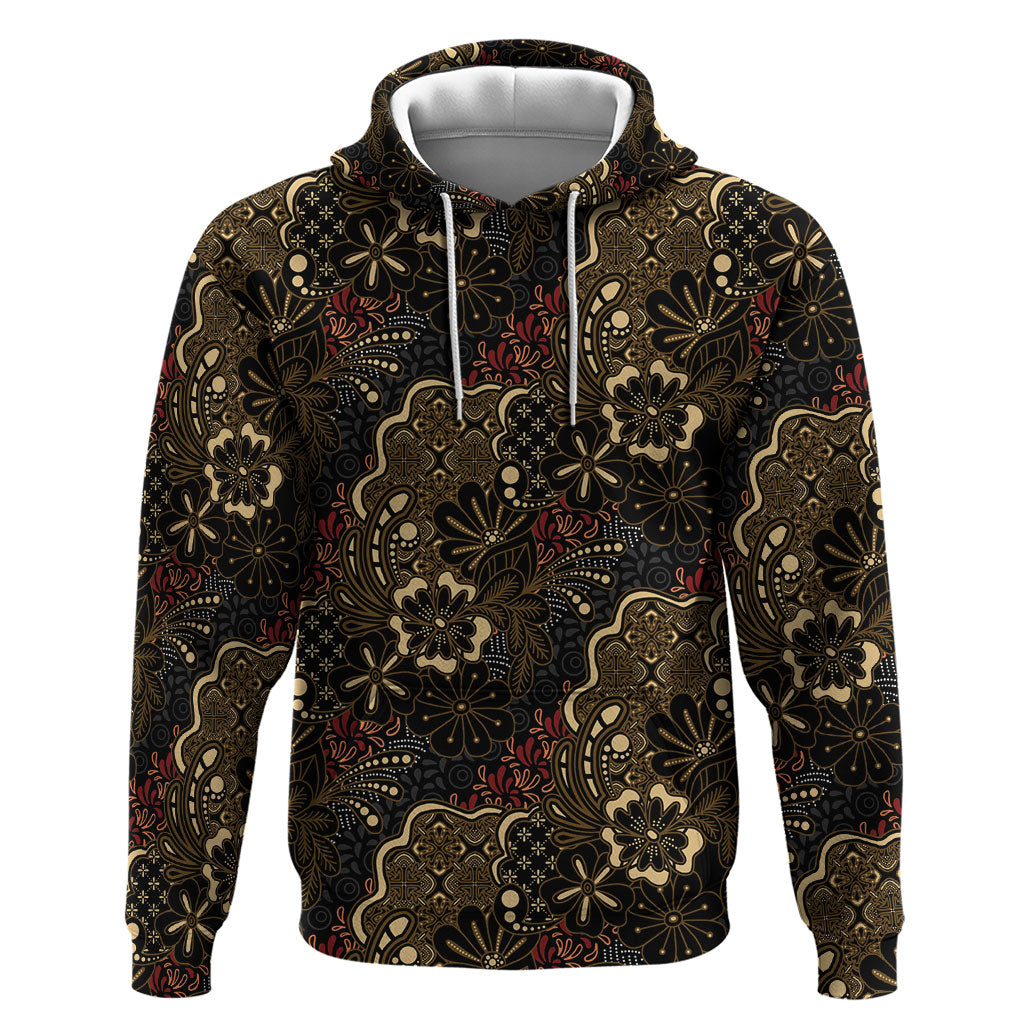Batik Sekar Jagad Hoodie Indonesian Traditional Pattern LT01 Pullover Hoodie Black - Polynesian Pride