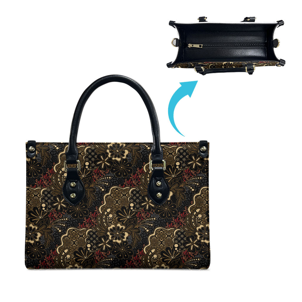 Batik Sekar Jagad Leather Bag Indonesian Traditional Pattern