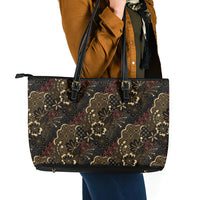 Batik Sekar Jagad Leather Tote Bag Indonesian Traditional Pattern