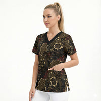 Batik Sekar Jagad Scrub Top Indonesian Traditional Pattern