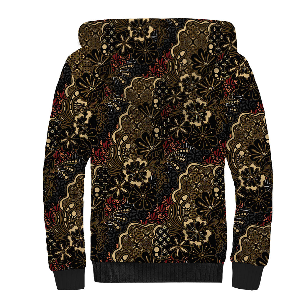 Batik Sekar Jagad Sherpa Hoodie Indonesian Traditional Pattern