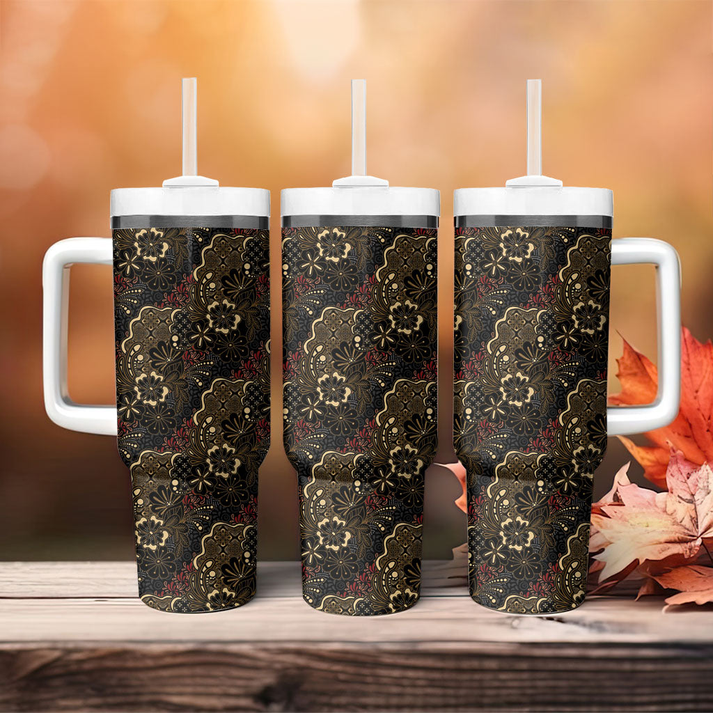 Batik Sekar Jagad Tumbler With Handle Indonesian Traditional Pattern
