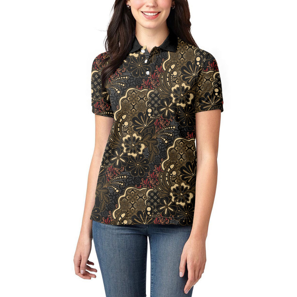 Batik Sekar Jagad Women Polo Shirt Indonesian Traditional Pattern