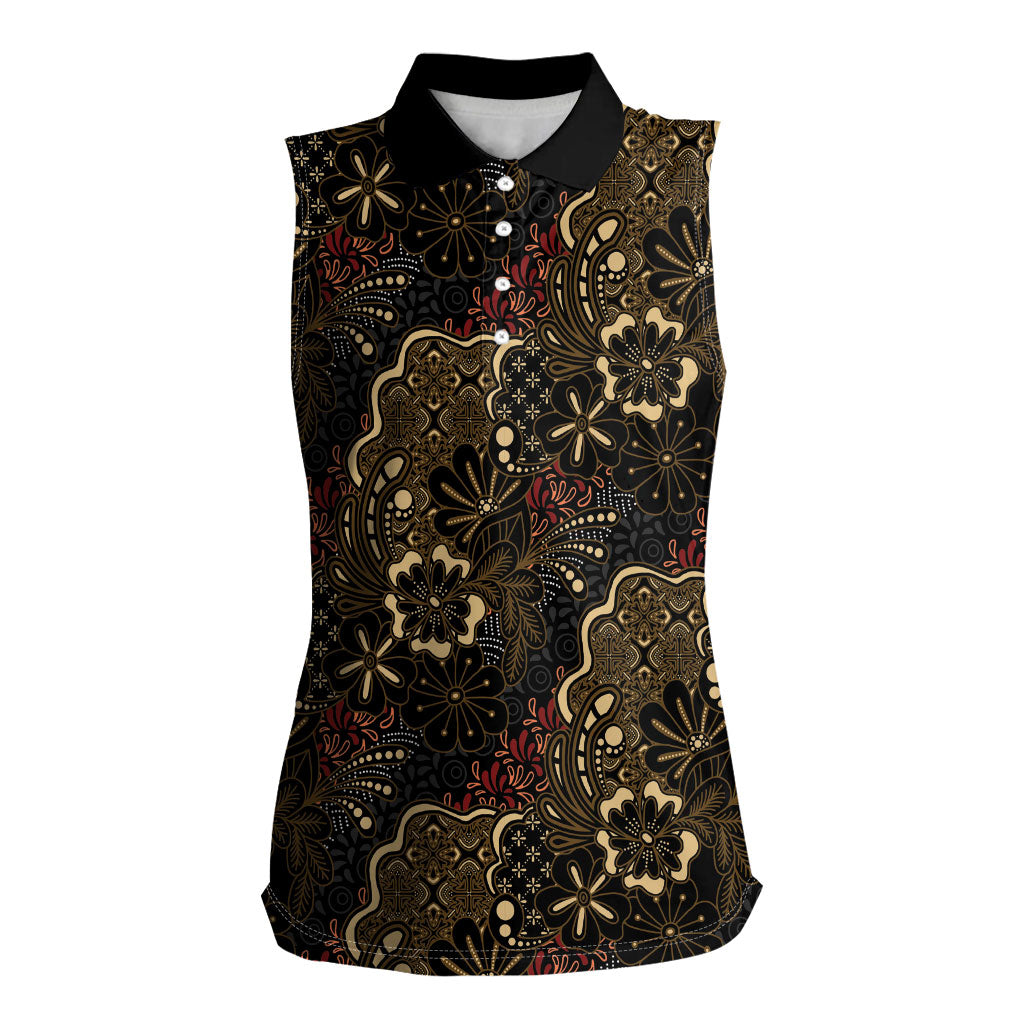 Batik Sekar Jagad Women Sleeveless Polo Shirt Indonesian Traditional Pattern