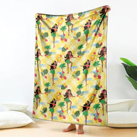 Hawaii Hula Girl Tropical Blanket Yellow Palaka
