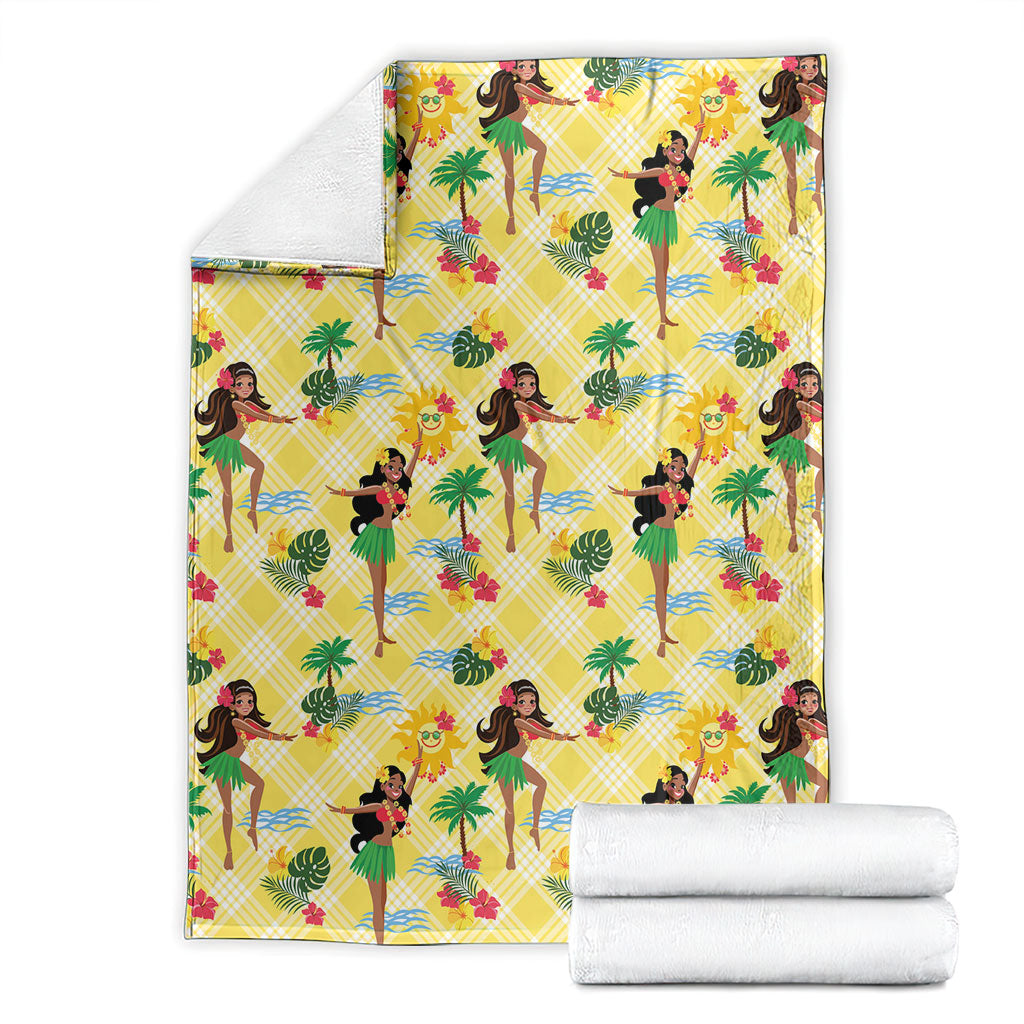 Hawaii Hula Girl Tropical Blanket Yellow Palaka
