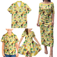 Hawaii Hula Girl Tropical Family Matching Puletasi and Hawaiian Shirt Yellow Palaka LT01 - Polynesian Pride